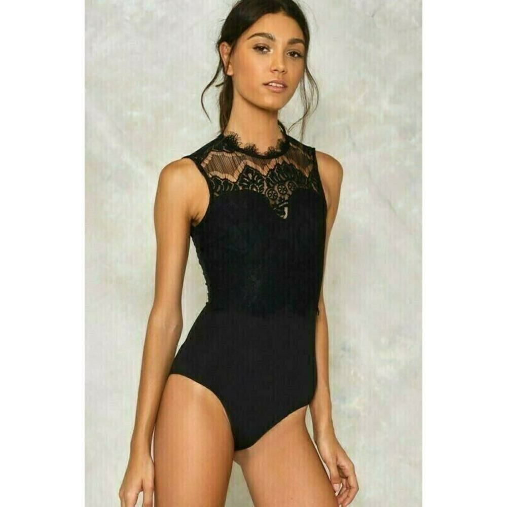 VERA & LUCY Black NIGHT AFTER NIGHT Lace Bodysuit NASTY GAL Designer Summer S